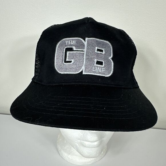 The GB Line Hat Black Gray Snapback Mesh Trucker Baseball Cap Designer Award - Picture 1 of 13